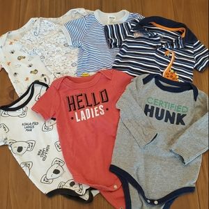 Lot of 7 Baby Boy Bodysuits/Rompers Size 6-9M